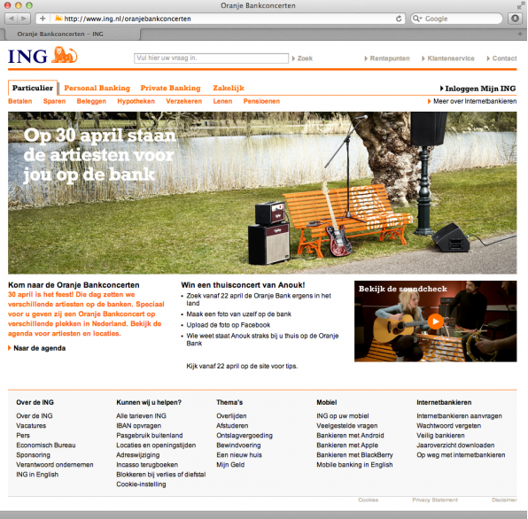 CAMPAGNE ORANJE BANK CONCERTEN VAN START. 